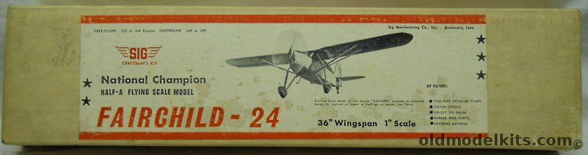 SIG Fairchild 24 Rancher- 36 Inch Wingspan for Freeflight / Control Line / R/C - (Ex-Berkeley) plastic model kit